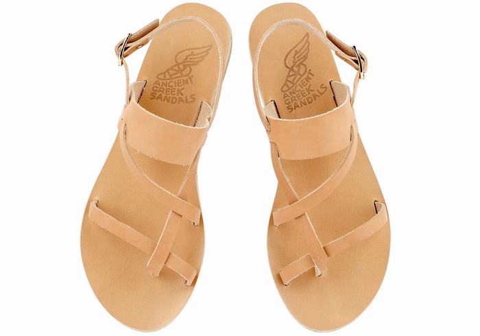 Beige Women Ancient Greek Sandals Alethea Leather Back-Strap Sandals | KSS7680EQ