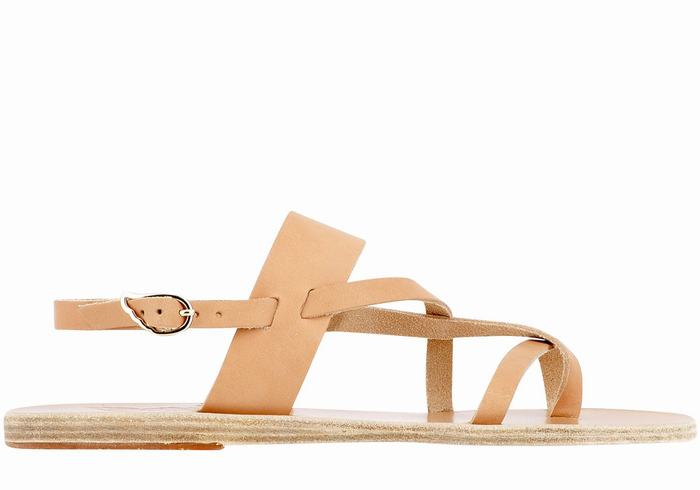 Beige Women Ancient Greek Sandals Alethea Leather Back-Strap Sandals | KSS7680EQ