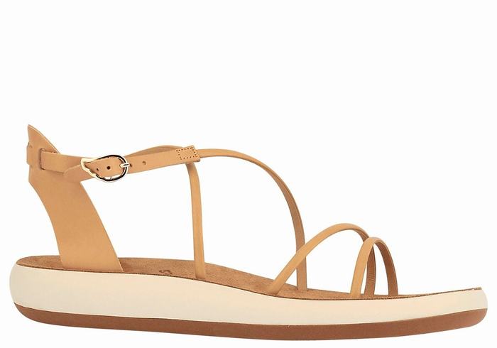 Beige Women Ancient Greek Sandals Anastasia Comfort Ankle Strap Sandals | MAR5421OZ