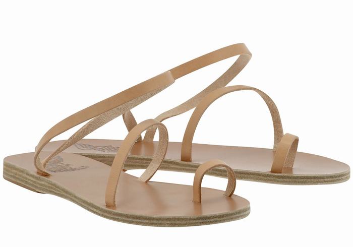 Beige Women Ancient Greek Sandals Apli Eleftheria Leather Toe-Post Sandals | UYQ4265HH