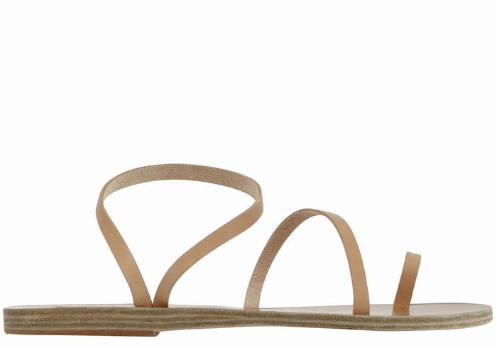 Beige Women Ancient Greek Sandals Apli Eleftheria Leather Toe-Post Sandals | UYQ4265HH