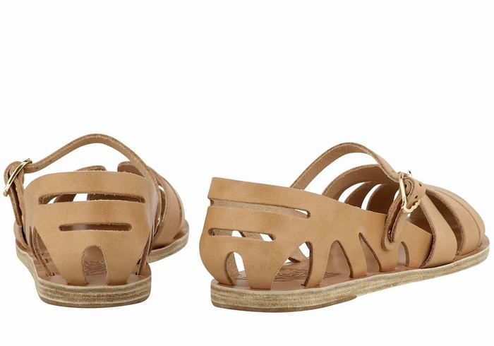 Beige Women Ancient Greek Sandals Apollonia Leather Fisherman Sandals | EOK10015WO