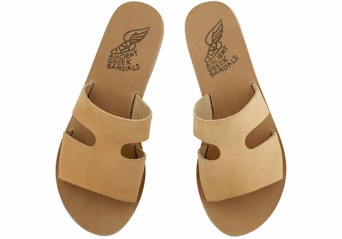 Beige Women Ancient Greek Sandals Apteros Slide Sandals | SPY9933RV