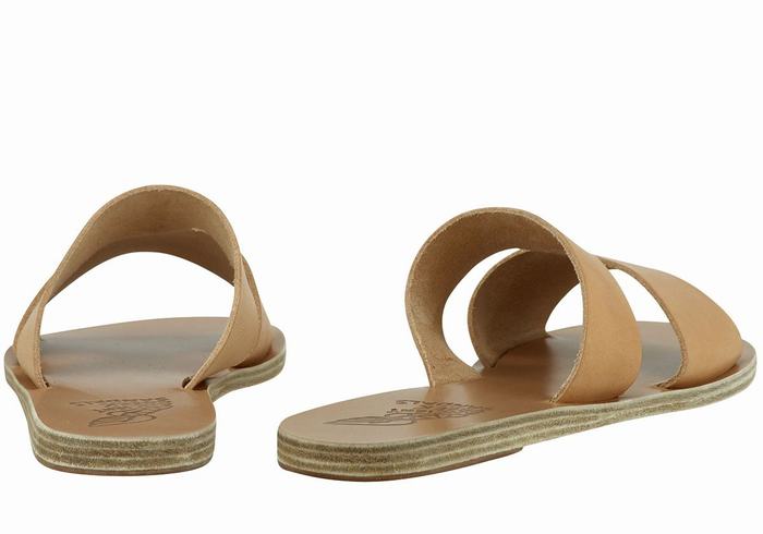 Beige Women Ancient Greek Sandals Apteros Slide Sandals | SPY9933RV