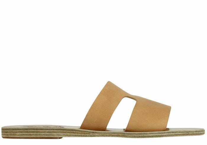 Beige Women Ancient Greek Sandals Apteros Slide Sandals | SPY9933RV