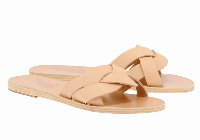 Beige Women Ancient Greek Sandals Arachne Slide Sandals | UWY5821PD