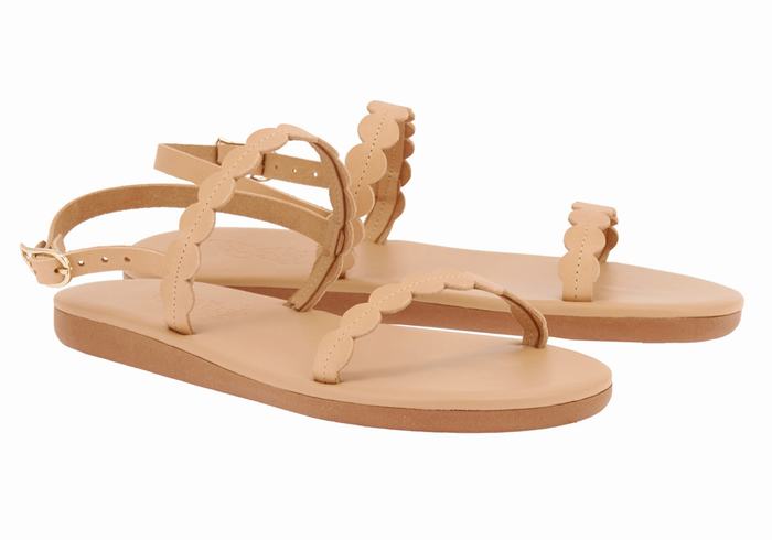 Beige Women Ancient Greek Sandals Aroula Back-Strap Sandals | GEI6136GZ