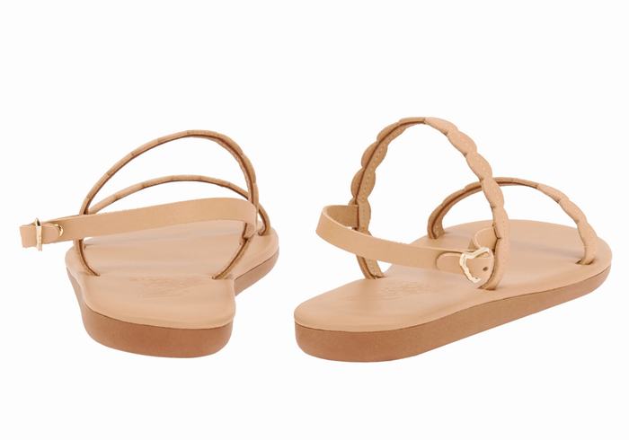 Beige Women Ancient Greek Sandals Aroula Back-Strap Sandals | GEI6136GZ