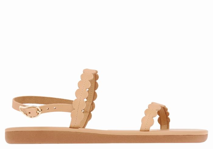 Beige Women Ancient Greek Sandals Aroula Back-Strap Sandals | GEI6136GZ