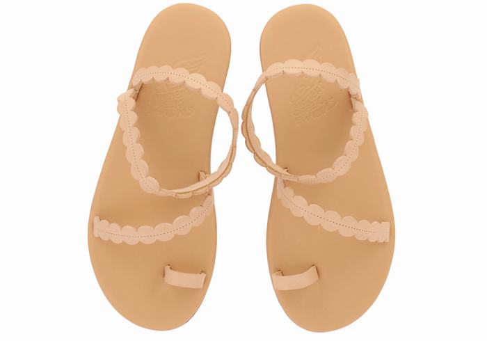 Beige Women Ancient Greek Sandals Aura Toe-Post Sandals | FLN2675LS