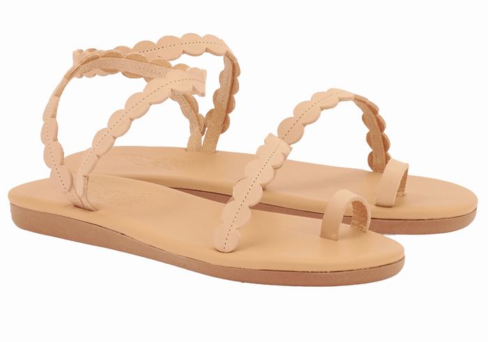 Beige Women Ancient Greek Sandals Aura Toe-Post Sandals | FLN2675LS