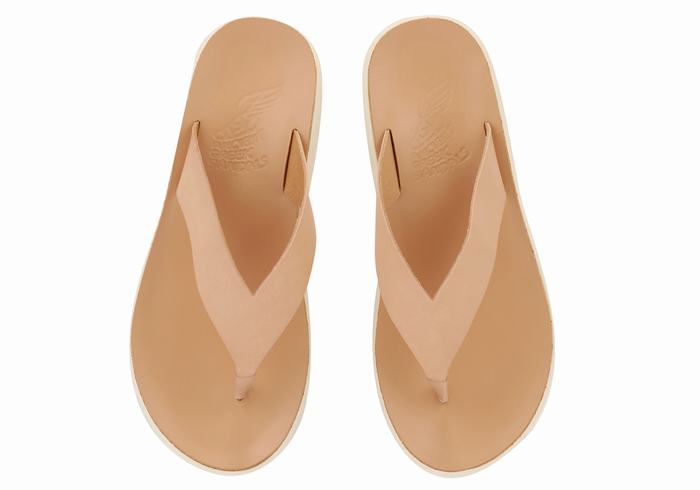 Beige Women Ancient Greek Sandals Charys Comfort Flip Flops | IEG3444WW