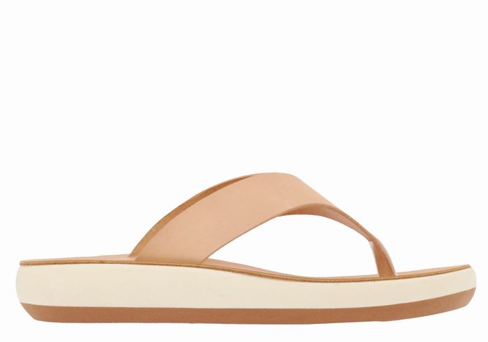 Beige Women Ancient Greek Sandals Charys Comfort Flip Flops | IEG3444WW