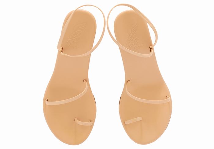 Beige Women Ancient Greek Sandals Chora Mid Wedge Sandals | CTI6446KT