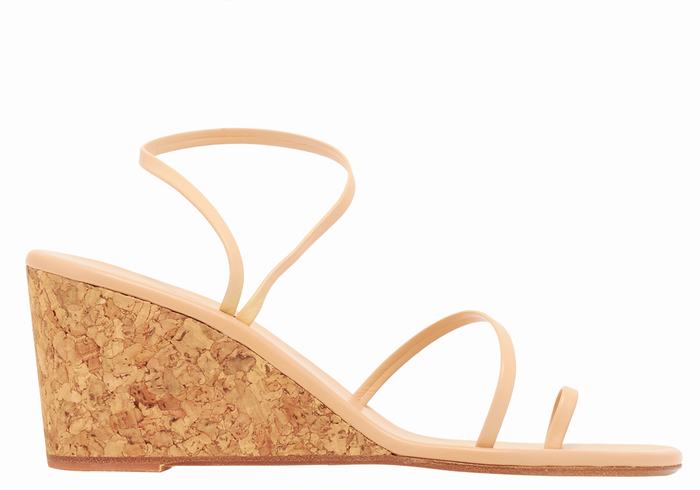 Beige Women Ancient Greek Sandals Chora Mid Wedge Sandals | CTI6446KT