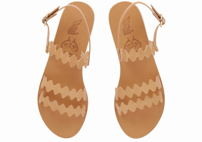 Beige Women Ancient Greek Sandals Clio Onda Back-Strap Sandals | IMO6287WD