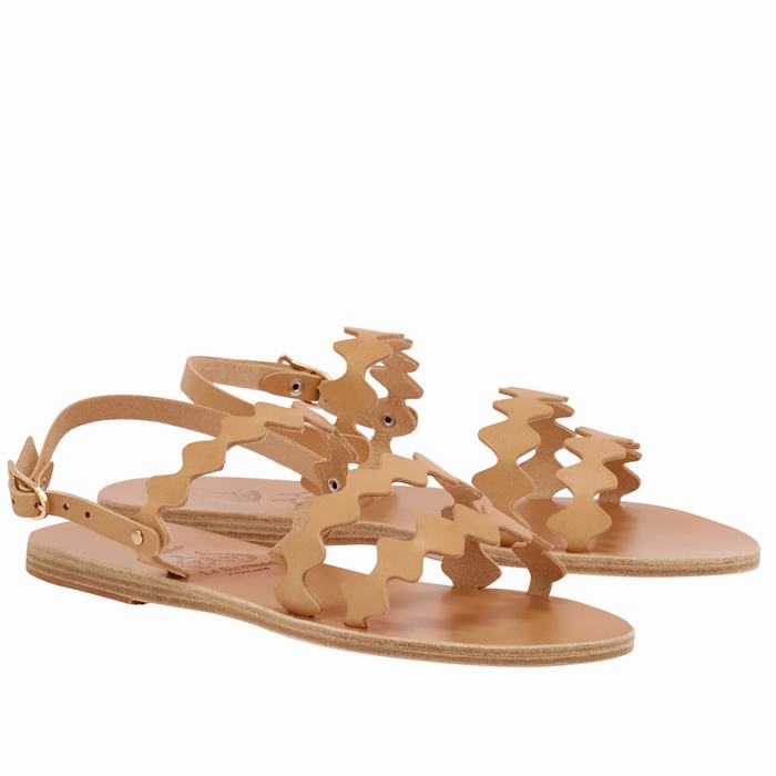 Beige Women Ancient Greek Sandals Clio Onda Back-Strap Sandals | IMO6287WD