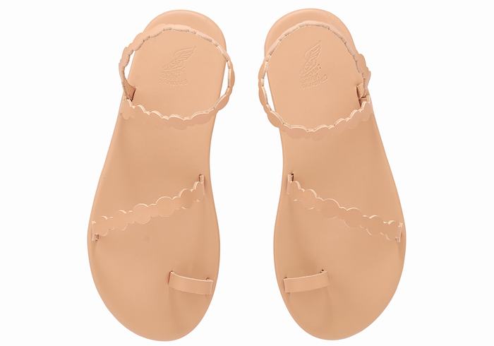 Beige Women Ancient Greek Sandals Cronos Toe-Post Sandals | ZXS3422QX