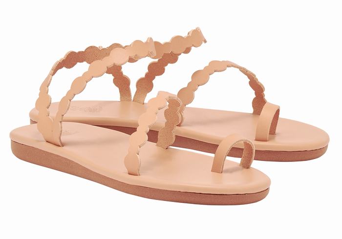 Beige Women Ancient Greek Sandals Cronos Toe-Post Sandals | ZXS3422QX