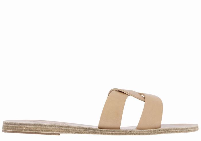 Beige Women Ancient Greek Sandals Desmos Slide Sandals | UVS8283ZX