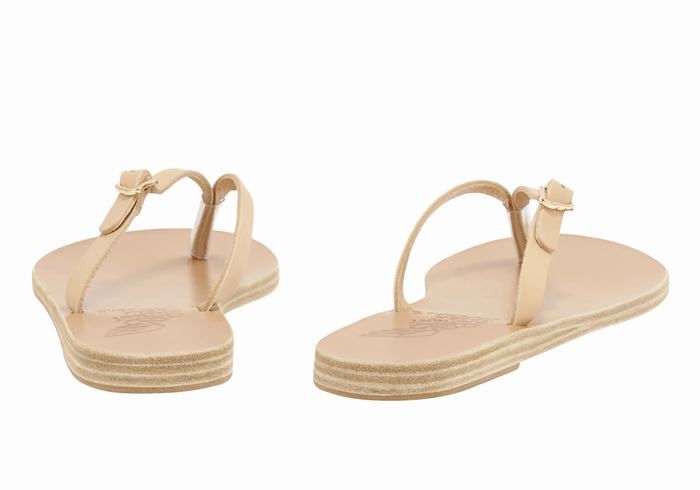 Beige Women Ancient Greek Sandals Dihalo Leather Flip Flops | CDK127IB