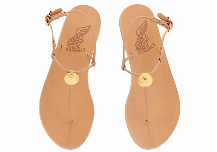 Beige Women Ancient Greek Sandals Dimitra Flip Flop Back-Strap Sandals | BYC7685PO