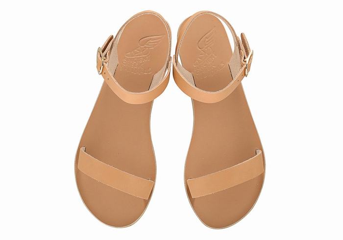 Beige Women Ancient Greek Sandals Drama New Leather Casual Sandals | UDS546KV