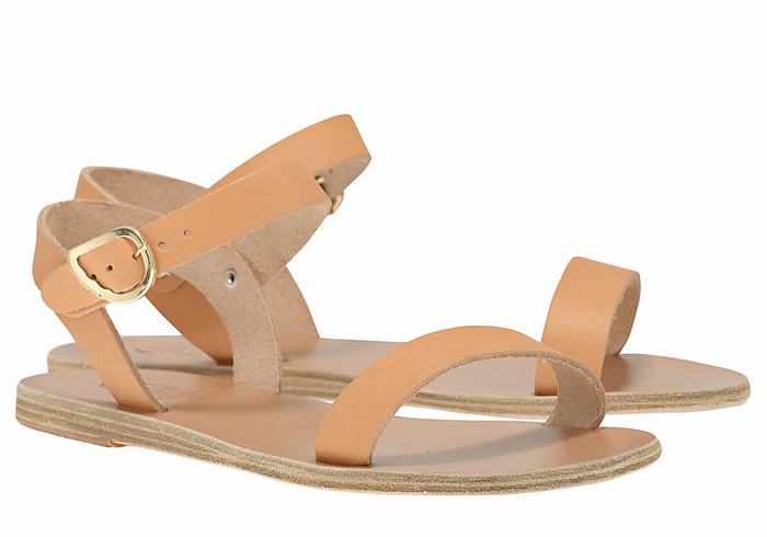 Beige Women Ancient Greek Sandals Drama New Leather Casual Sandals | UDS546KV