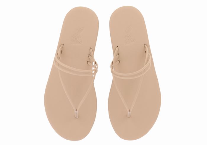 Beige Women Ancient Greek Sandals E Flip Flops | WPW7075UO