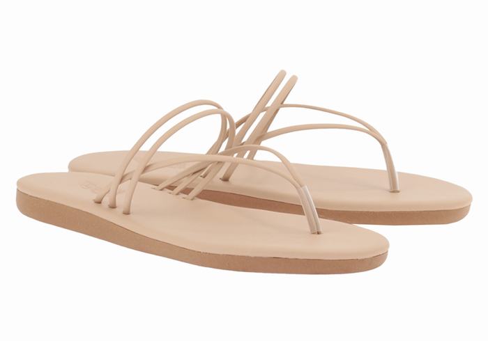 Beige Women Ancient Greek Sandals E Flip Flops | WPW7075UO