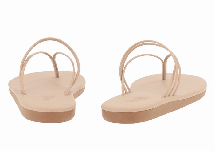 Beige Women Ancient Greek Sandals E Flip Flops | WPW7075UO