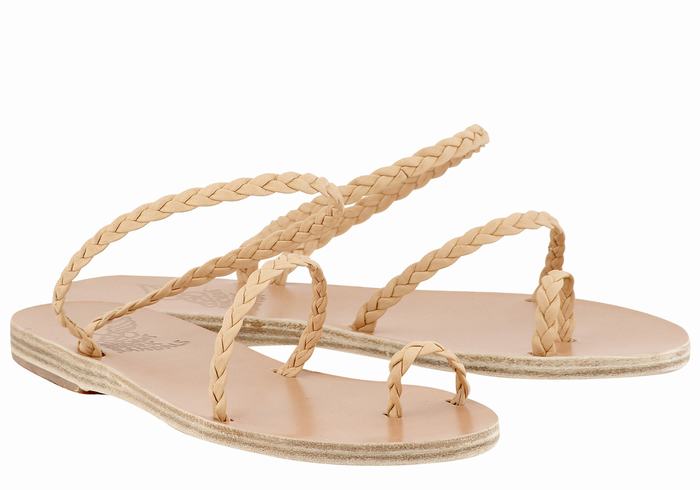 Beige Women Ancient Greek Sandals Eleftheria Leather Braided Sandals | WMC717DI