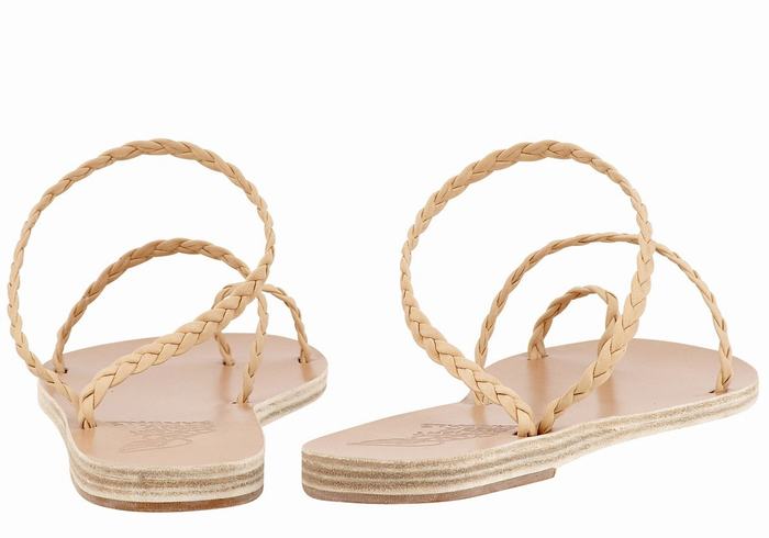 Beige Women Ancient Greek Sandals Eleftheria Leather Braided Sandals | WMC717DI