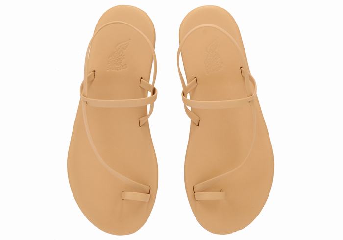 Beige Women Ancient Greek Sandals Euterpe Toe-Post Sandals | DQN3224DF