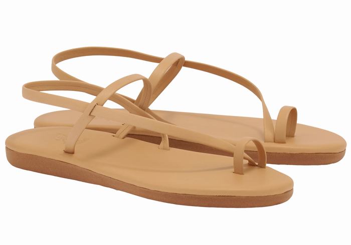 Beige Women Ancient Greek Sandals Euterpe Toe-Post Sandals | DQN3224DF