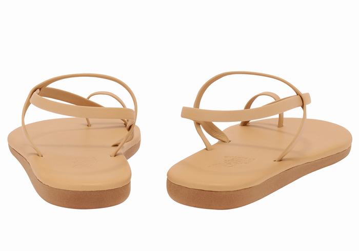 Beige Women Ancient Greek Sandals Euterpe Toe-Post Sandals | DQN3224DF