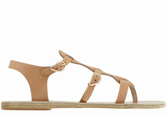 Beige Women Ancient Greek Sandals Grace Kelly Leather Casual Sandals | ZBG8426GU