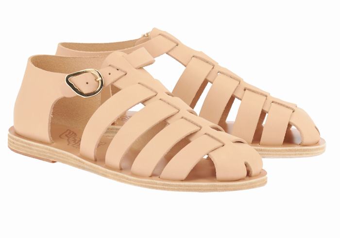 Beige Women Ancient Greek Sandals Homeria Leather Fisherman Sandals | WYA8742AV