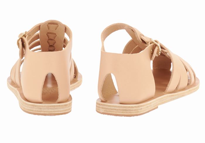 Beige Women Ancient Greek Sandals Homeria Leather Fisherman Sandals | WYA8742AV