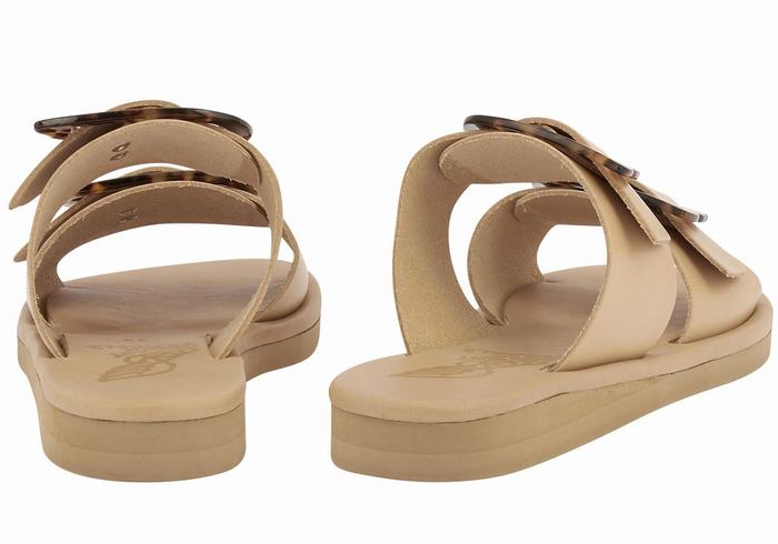 Beige Women Ancient Greek Sandals Iaso Slide Sandals | RUJ380BJ