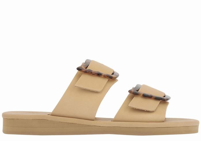 Beige Women Ancient Greek Sandals Iaso Slide Sandals | RUJ380BJ