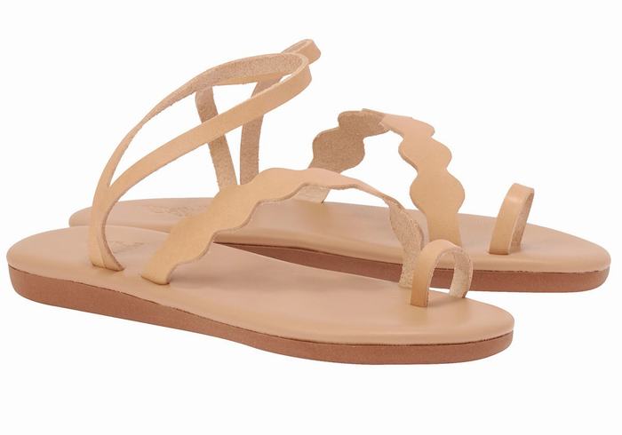 Beige Women Ancient Greek Sandals Koralia Toe-Post Sandals | QQY3461AK