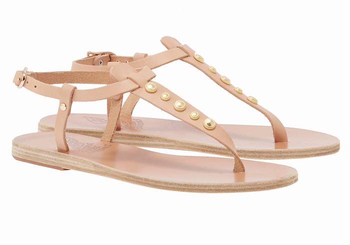 Beige Women Ancient Greek Sandals Lito Bee Back-Strap Sandals | CTH3353YN