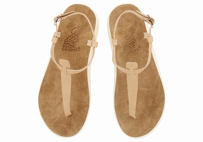 Beige Women Ancient Greek Sandals Lito Comfort Back-Strap Sandals | ZWW299CX