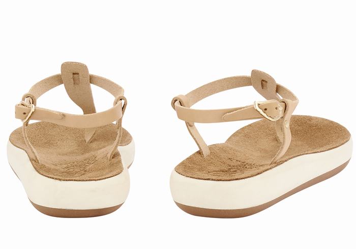 Beige Women Ancient Greek Sandals Lito Comfort Back-Strap Sandals | ZWW299CX