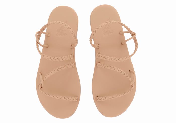 Beige Women Ancient Greek Sandals Maya Braided Sandals | FOJ9590ZR