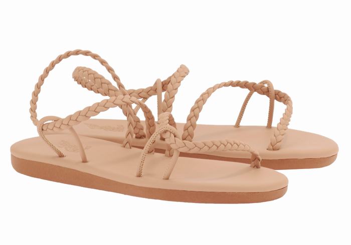 Beige Women Ancient Greek Sandals Maya Braided Sandals | FOJ9590ZR