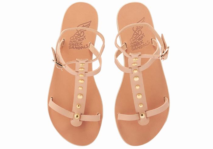 Beige Women Ancient Greek Sandals Meliti Bee Ankle Strap Sandals | UUB7920EL