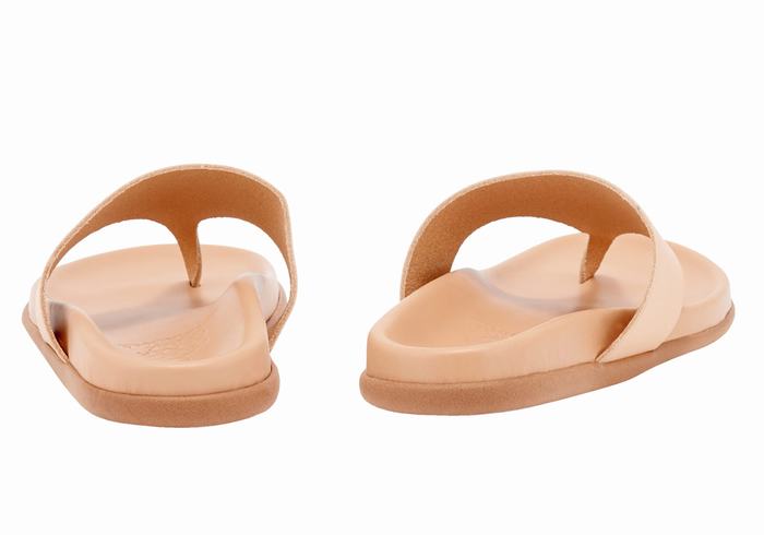 Beige Women Ancient Greek Sandals Mera Footbed Flip Flops | RZQ7649EB