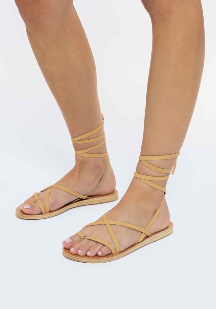 Beige Women Ancient Greek Sandals Morfi Leather Gladiator Sandals | DYK2188VZ